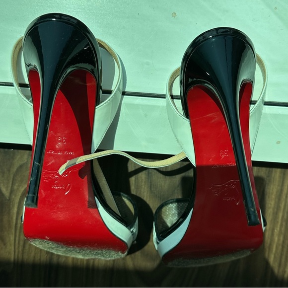 christian louboutin 39 open toe heels DISCOPORT 120 PAT/RETE/TIS TECHNO TENNIS - Picture 8 of 8